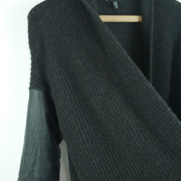 Eileen Fisher Small Cardigan Jacket Yak Blend Leather Black Minimal Quiet Luxury - Picture 8 of 14